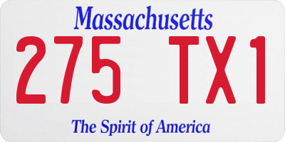 MA license plate 275TX1