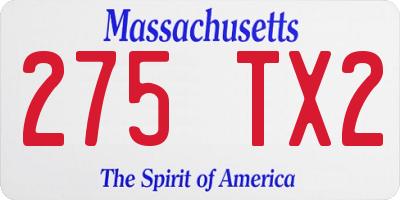MA license plate 275TX2