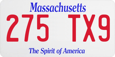 MA license plate 275TX9