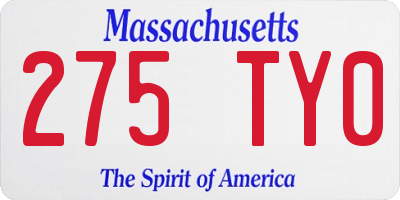 MA license plate 275TY0