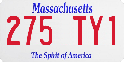 MA license plate 275TY1