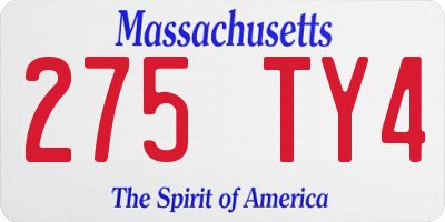 MA license plate 275TY4