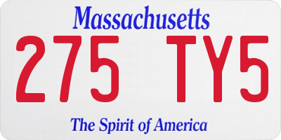 MA license plate 275TY5