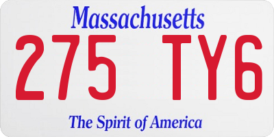 MA license plate 275TY6
