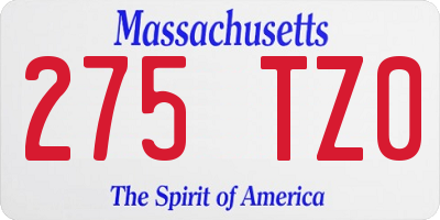 MA license plate 275TZ0