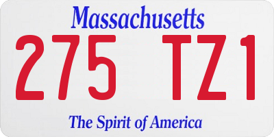 MA license plate 275TZ1