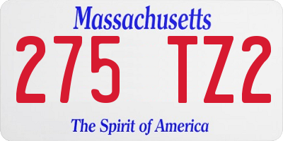 MA license plate 275TZ2