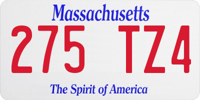 MA license plate 275TZ4