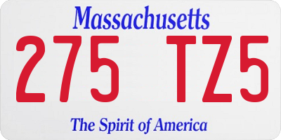 MA license plate 275TZ5