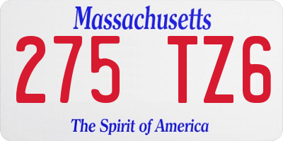 MA license plate 275TZ6