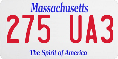 MA license plate 275UA3