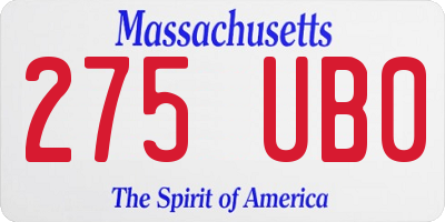 MA license plate 275UB0