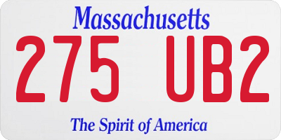 MA license plate 275UB2