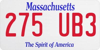 MA license plate 275UB3