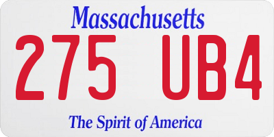 MA license plate 275UB4