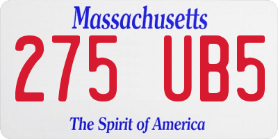 MA license plate 275UB5