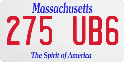 MA license plate 275UB6
