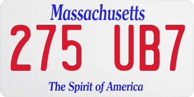 MA license plate 275UB7