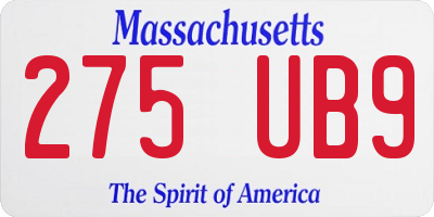 MA license plate 275UB9