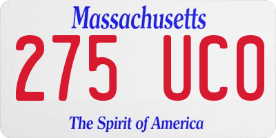 MA license plate 275UC0