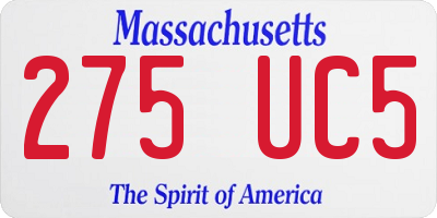 MA license plate 275UC5