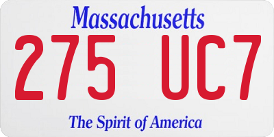 MA license plate 275UC7