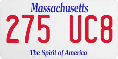 MA license plate 275UC8