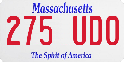 MA license plate 275UD0