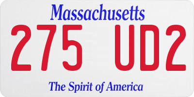 MA license plate 275UD2