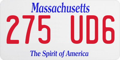 MA license plate 275UD6