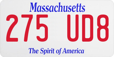 MA license plate 275UD8