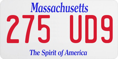 MA license plate 275UD9
