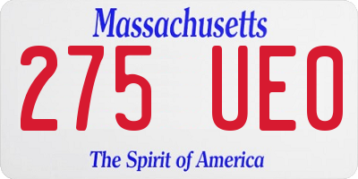 MA license plate 275UE0