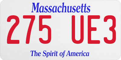 MA license plate 275UE3