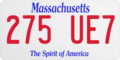 MA license plate 275UE7
