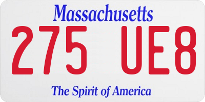 MA license plate 275UE8