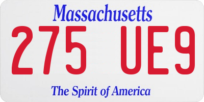 MA license plate 275UE9