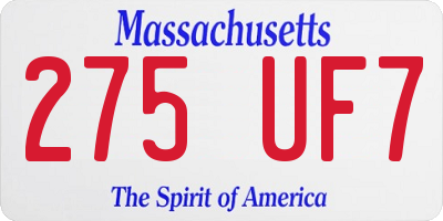 MA license plate 275UF7