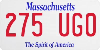 MA license plate 275UG0