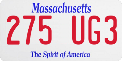 MA license plate 275UG3