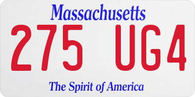 MA license plate 275UG4