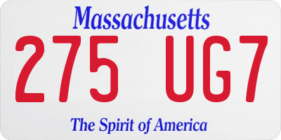 MA license plate 275UG7
