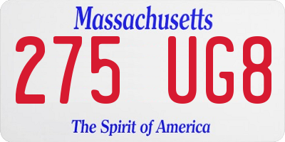 MA license plate 275UG8
