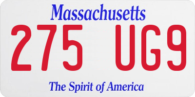MA license plate 275UG9