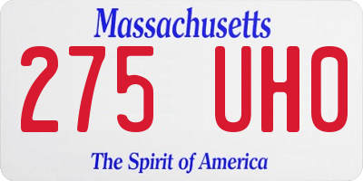 MA license plate 275UH0