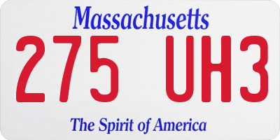 MA license plate 275UH3