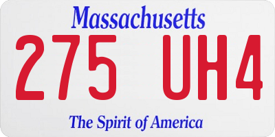 MA license plate 275UH4