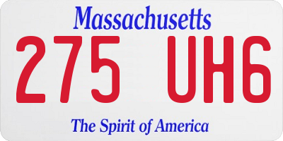 MA license plate 275UH6