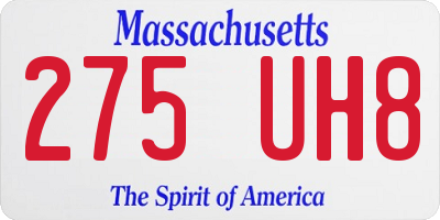 MA license plate 275UH8