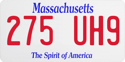 MA license plate 275UH9